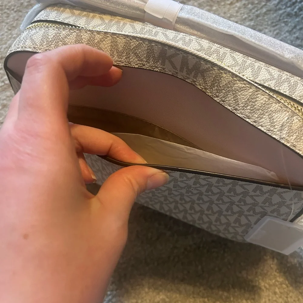 NWT Michael Kors Beige Monogram Crossbody Bag